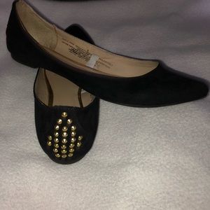 BLACK GOLD STUDDED FLATS